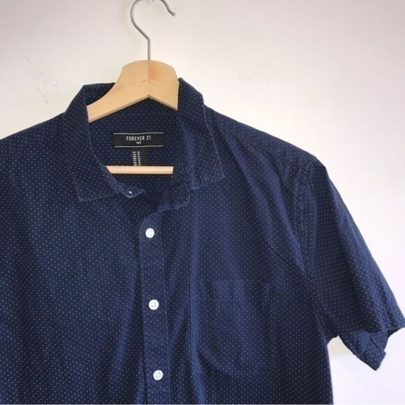 Forever 21 Navy Print Short Sleeved Shirt - Picture 3 of 10